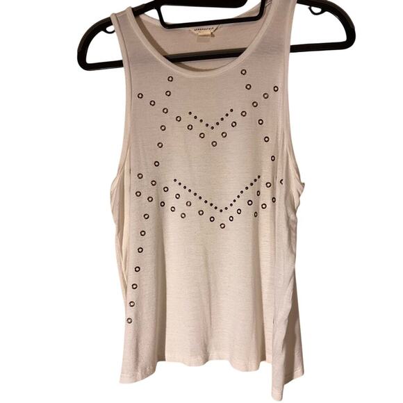 Aeropostale Tank Top‎ w/ Gold Metal Circles Swoop Neck Off White Women’s Medium - Picture 2 of 4